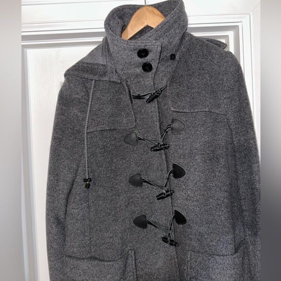 MNG SUIT, WOOL, 3/4 LENGTH, MEN’S GRAY DESIGNER HOODED PEA COAT          Size: M - Picture 13 of 15